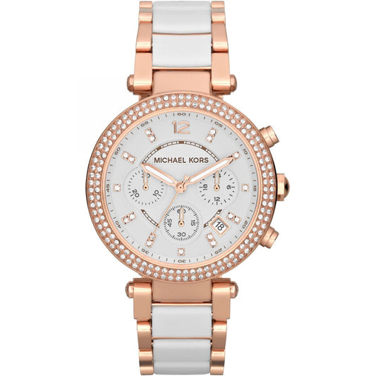 Michael Kors 38mm Rose and White Parker Chronograph Watch MK5774