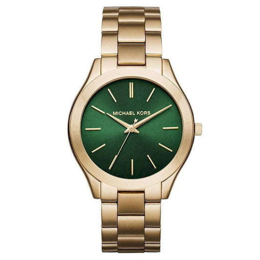 Michael Kors Unisex Watch Slim Runway 42mm Gold Green MK3435