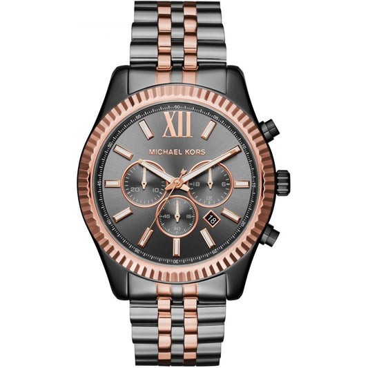 Michael Kors Watch Lexington Chronograph 45mm Rose Gold Dark Two Tone MK8561