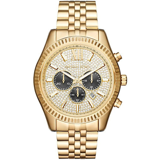 Michael Kors Men's Watch Lexington Chronograph 45mm Gold Pave MK8494