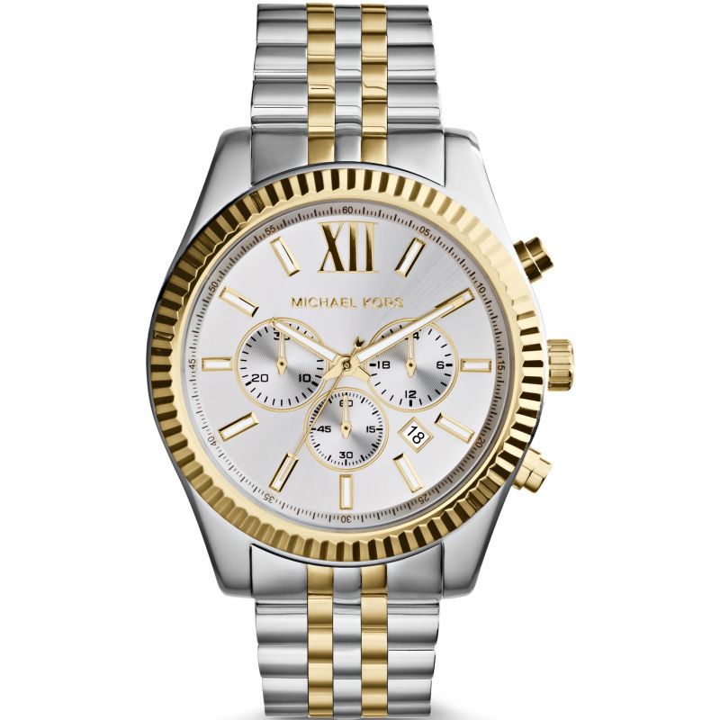 Michael Kors Watch Lexington Chronograph Two Tone Gold MK8344