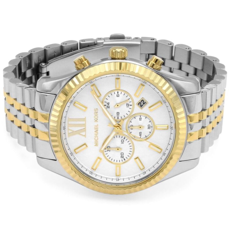 Michael Kors Watch Lexington Chronograph Two Tone Gold MK8344