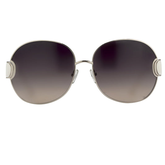Oscar De La Renta Sunglasses Oversized Silver White and Grey