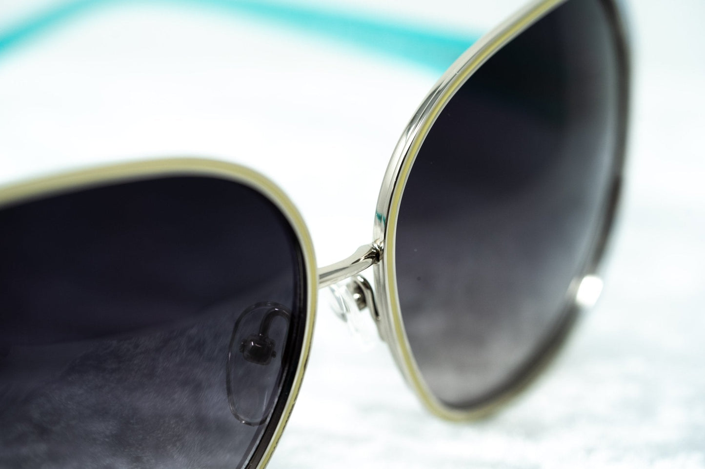 Oscar De La Renta Sunglasses Oversized Silver Multicolour Enamel and Grey