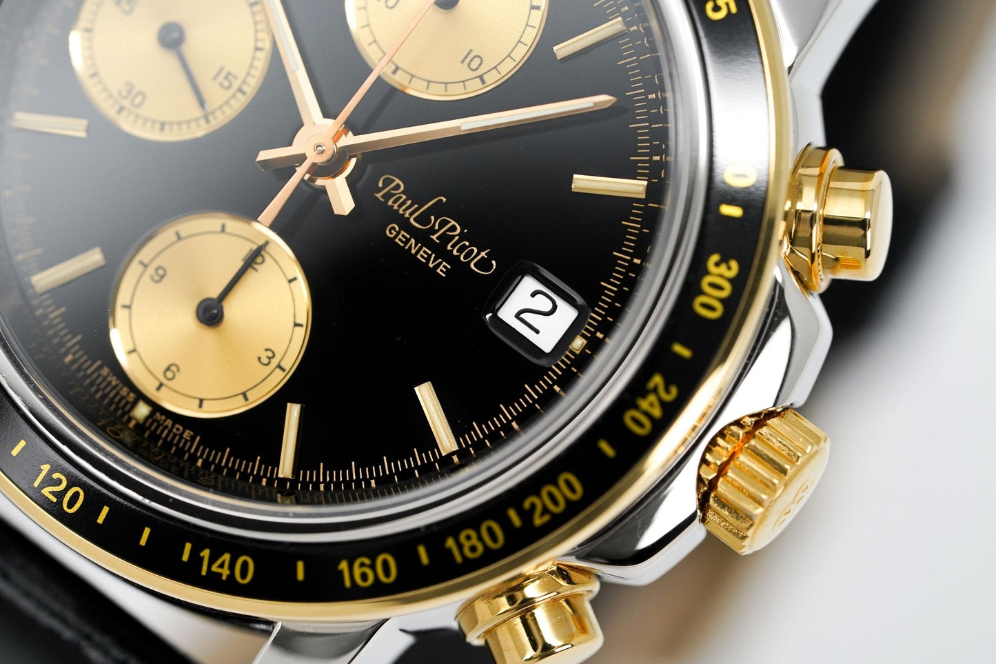 Paul Picot Men's Watch Chronosport Chronograph Black 18K Gold P7005322.332