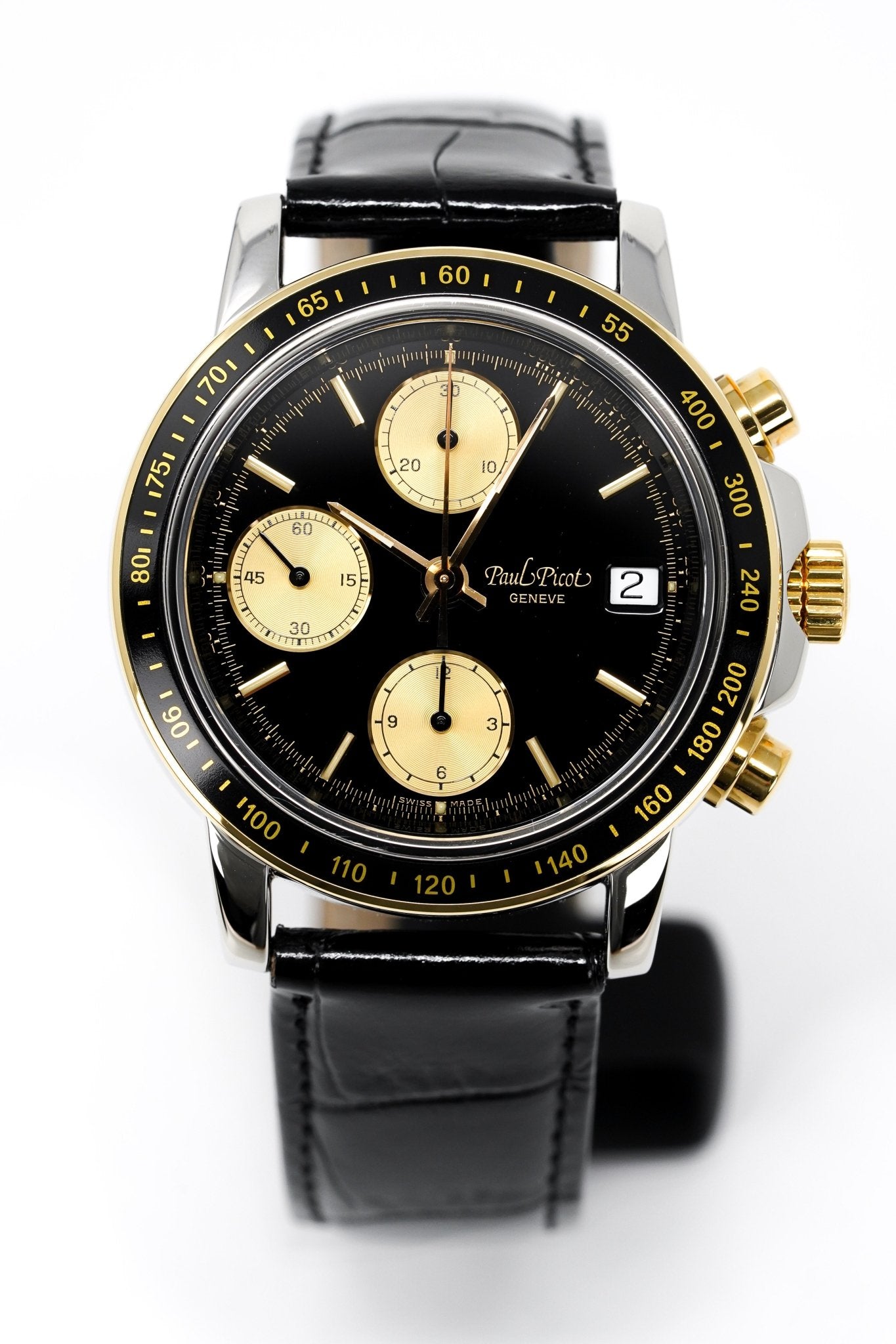 Paul Picot Men's Watch Chronosport Chronograph Black 18K Gold P7005322.332