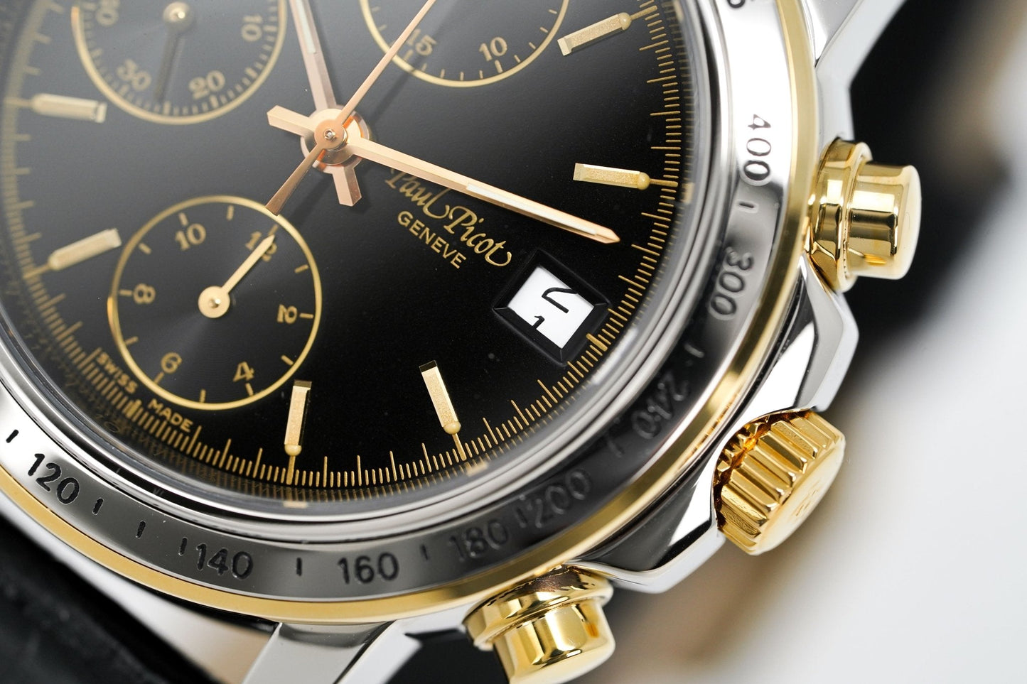 Paul Picot Men's Watch Chronosport Chronograph Black 18K Gold P7005322.332-A