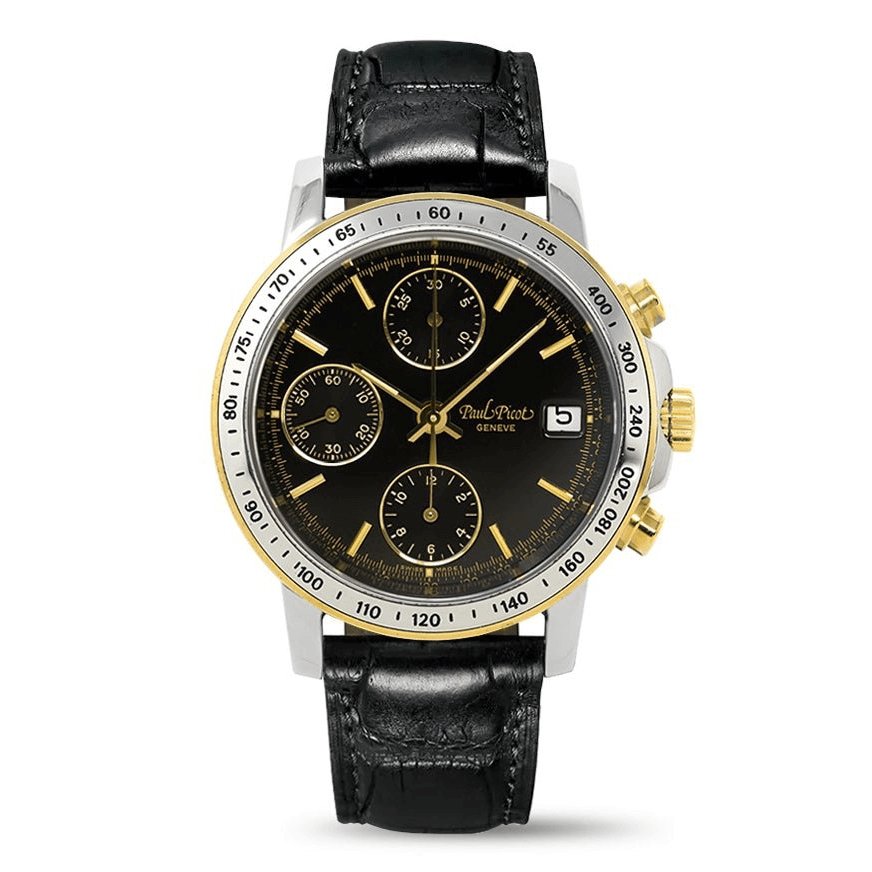 Paul Picot Men's Watch Chronosport Chronograph Black 18K Gold P7005322.332-A