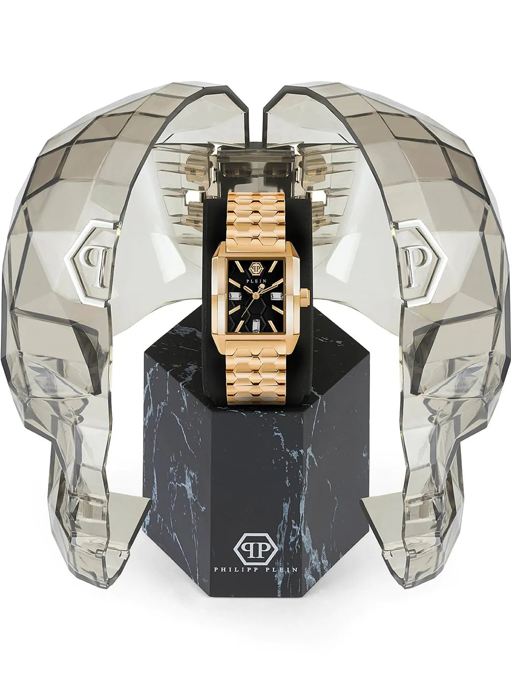 Philipp Plein Ladies Watch Offshore Square Black Gold PWMAA0622