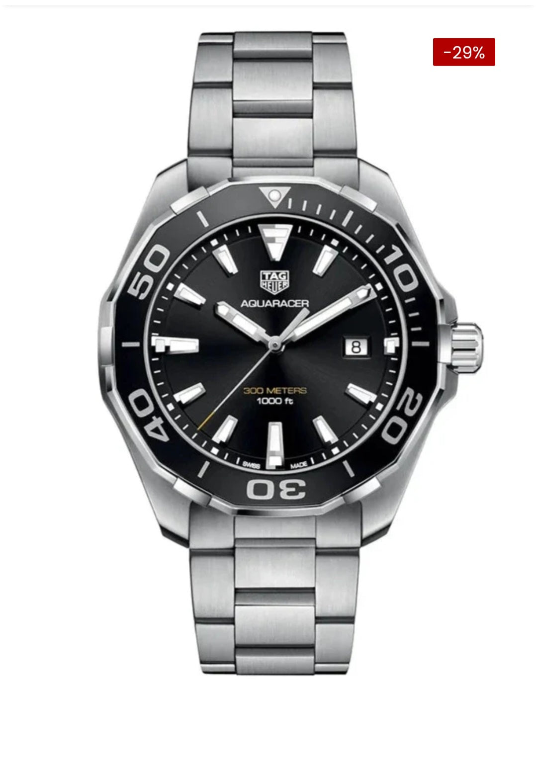 TAG HEUER AQUARACER Quartz Watch, 43 mm, Steel WAY101A.BA0746