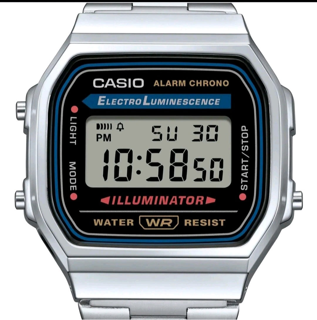 Casio Unisex Digital Watch A168WA Retro Classic, Silver