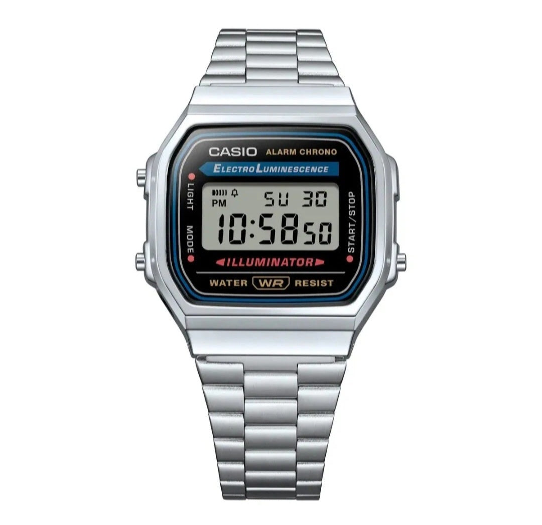 Casio Unisex Digital Watch A168WA Retro Classic, Silver