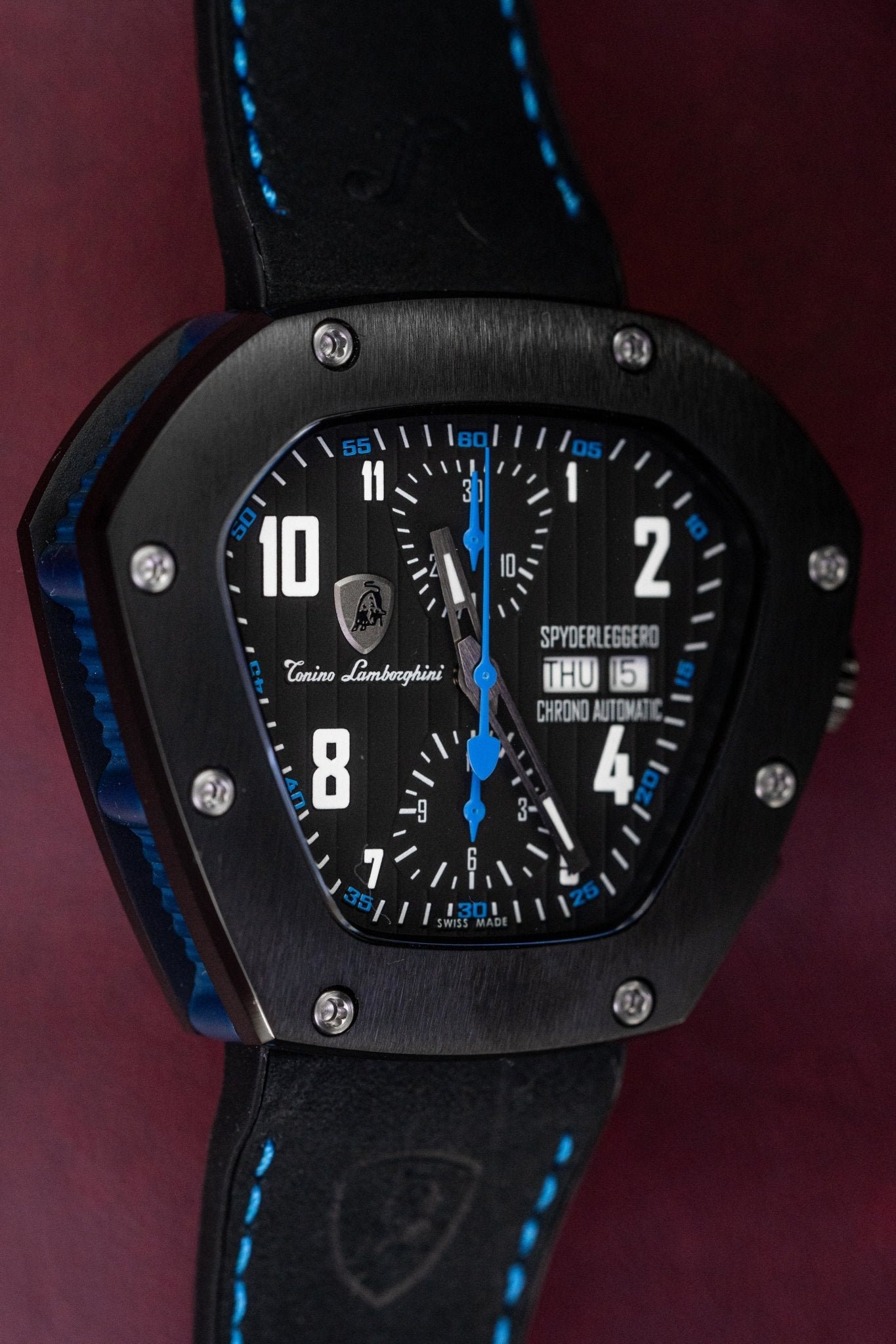Tonino Lamborghini Spyderleggero Chronograph Watch Day Date Blue TLF-T07-4
