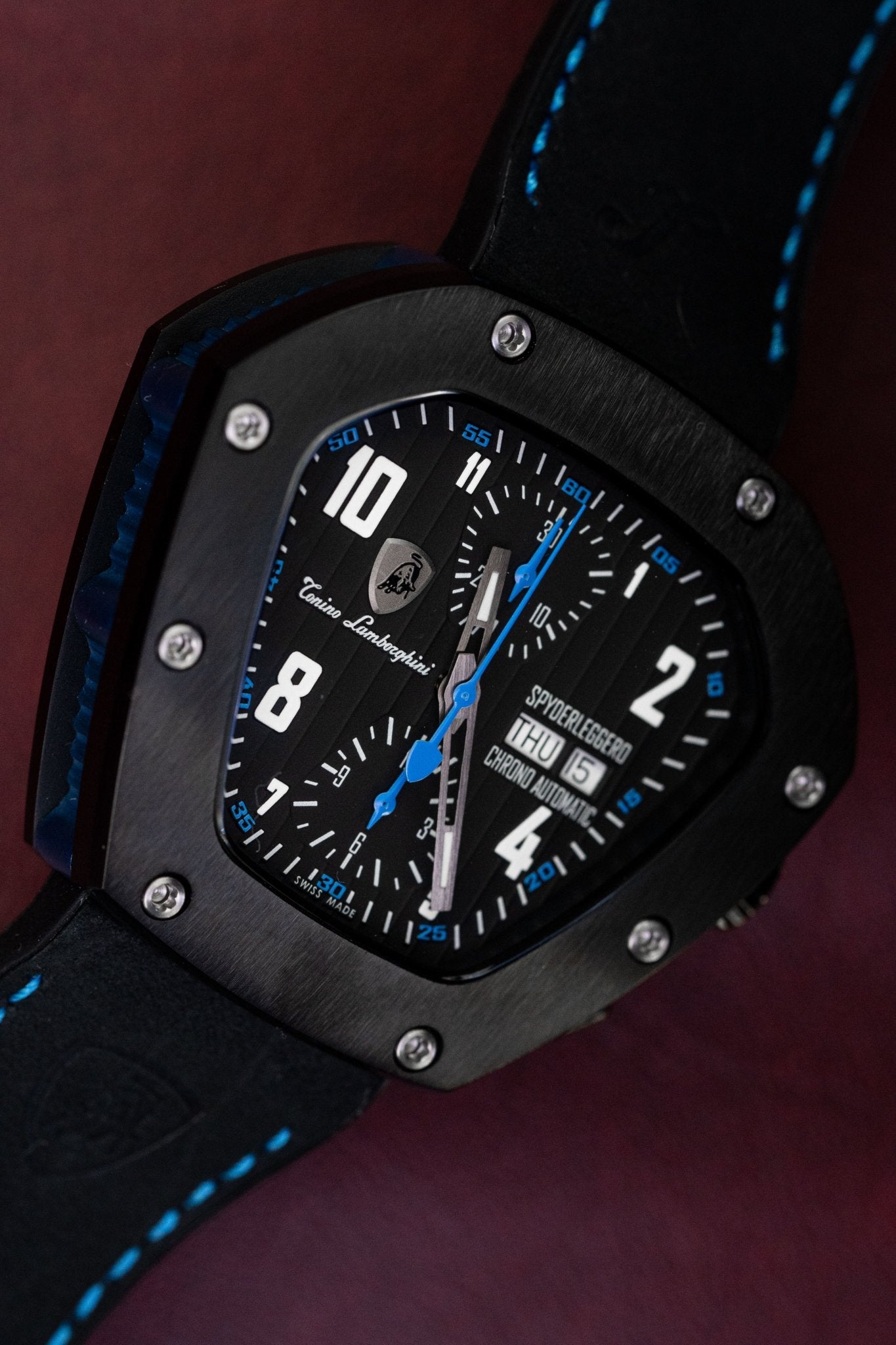 Tonino Lamborghini Spyderleggero Chronograph Watch Day Date Blue TLF-T07-4