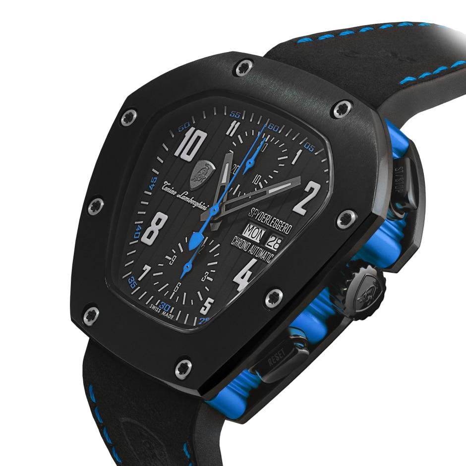 Tonino Lamborghini Spyderleggero Chronograph Watch Day Date Blue TLF-T07-4