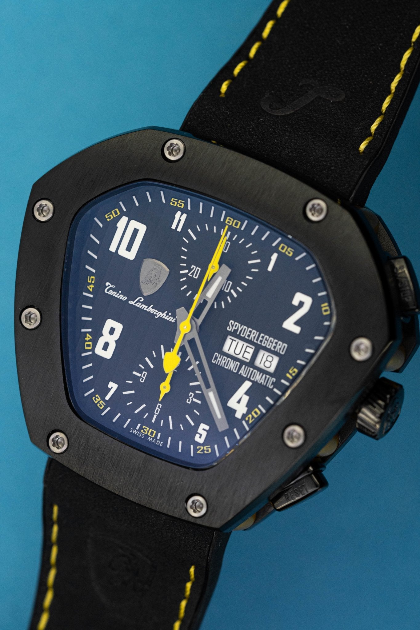 Tonino Lamborghini Spyderleggero Chronograph Watch Day Date Yellow TLF-T07-3