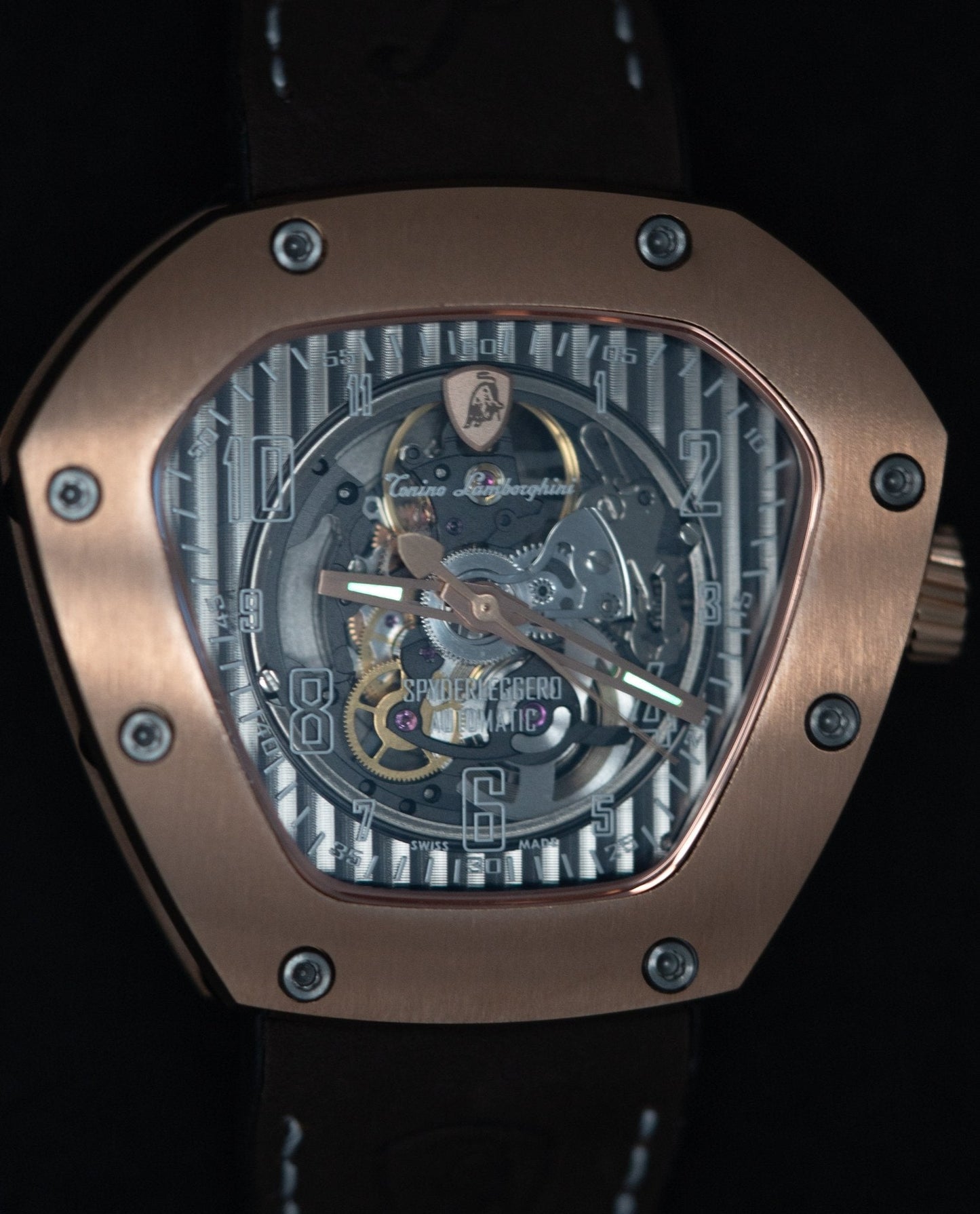 Tonino Lamborghini Spyderleggero Skeleton Watch TLF-T06-5 IP Rose Gold