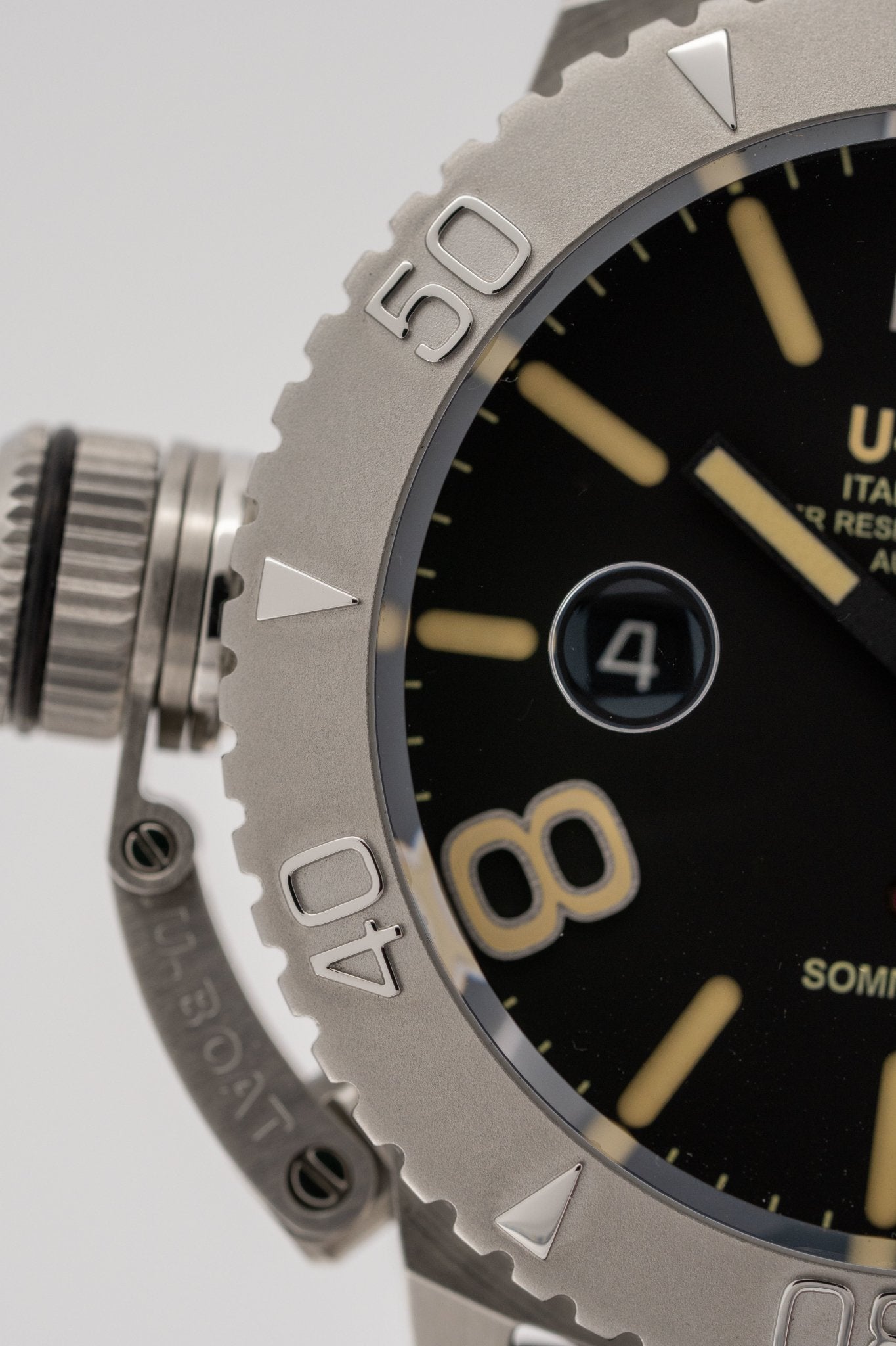 U-Boat Watch Sommerso Diver Black Silicone Strap 9007/A