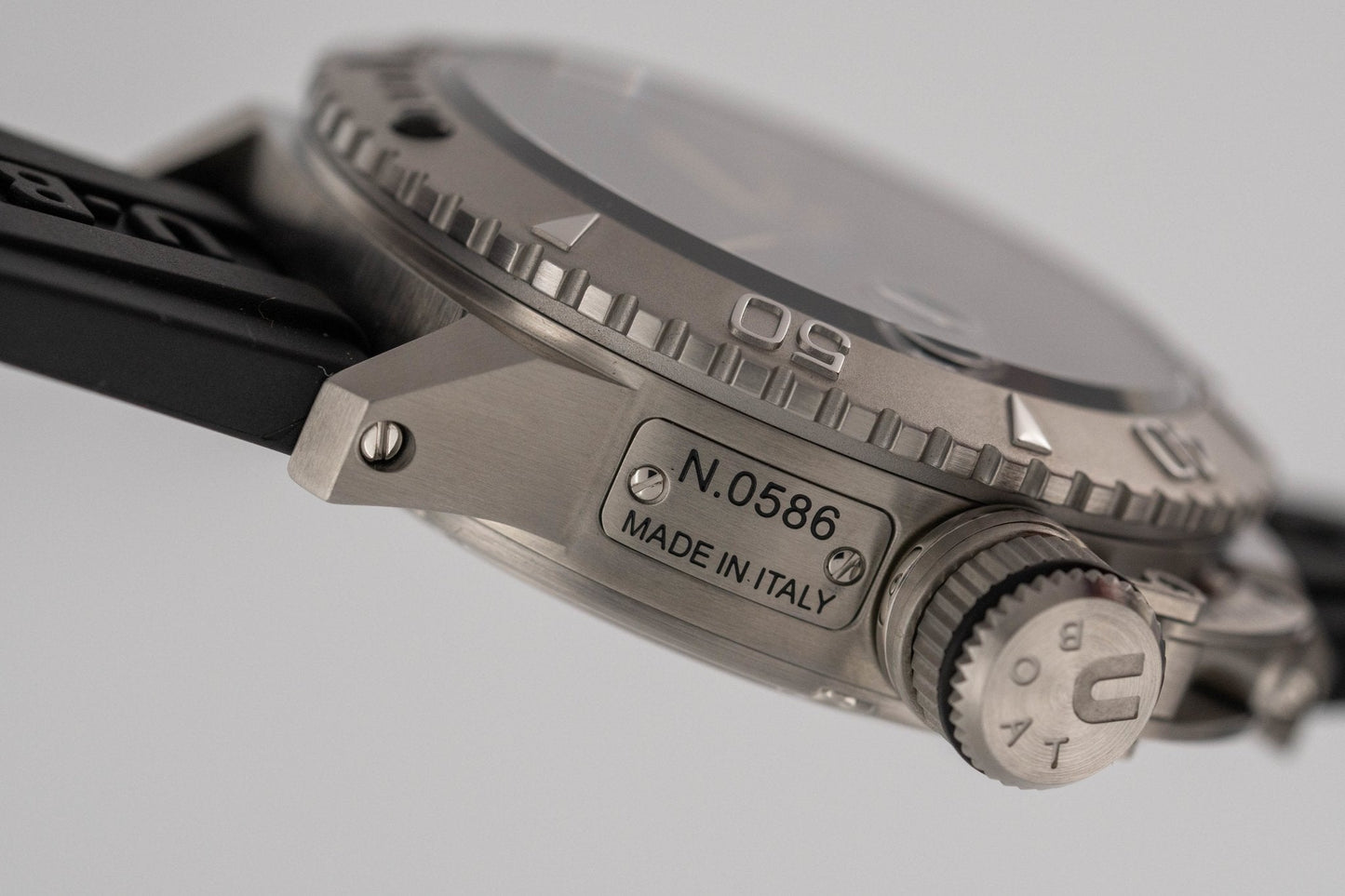 U-Boat Watch Sommerso Diver Black Silicone Strap 9007/A