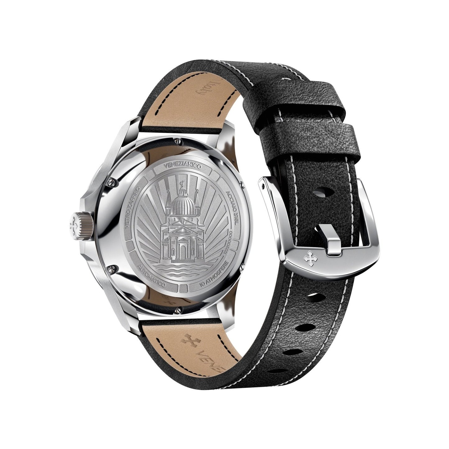 Venezianico Automatic Watch Redentore 40 Silver Black Leather 1221507