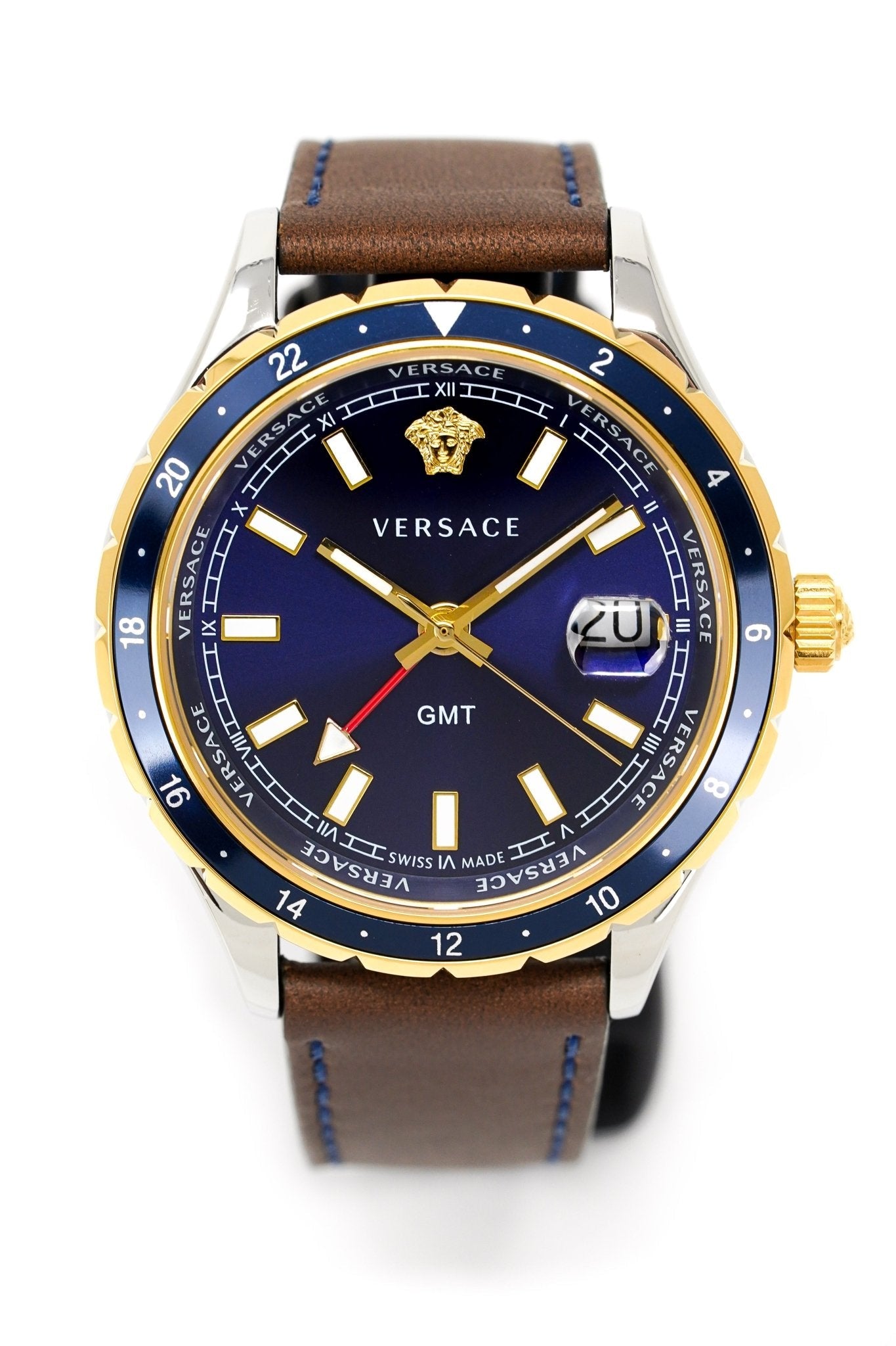 Versace Men's Watch Hellenyium GMT Blue Leather V11080017