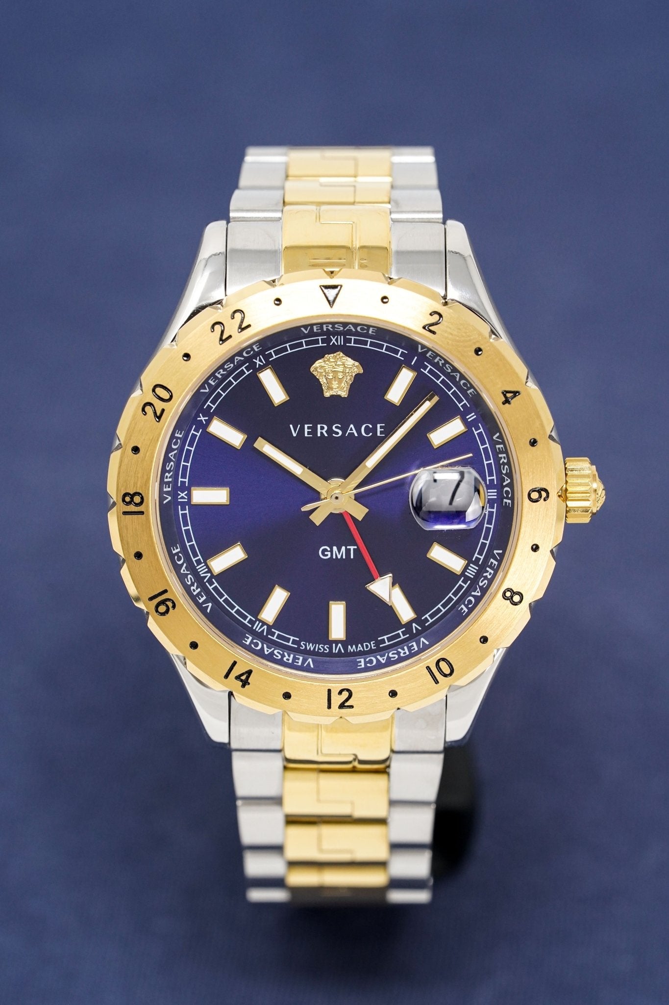 Versace Men's Watch Hellenyium GMT Blue Two-Tone Bracelet V11060017